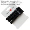 MAXFEEL 100% Pure Muberry Silk Hair Scrunchie Small Silk Scrunchy Skinny Hair Ties scrunchie holder for Breakage Prevention Black 3 Pack