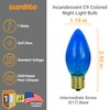 Sunlite Incandescent C9 Colored Night Light Bulb, 7 watts, 120 Volts, Intermediate E17 Screw Base, 2000 Rated Hours, Christmas-Lights Nightlight, Transparent Blue, 25 Pack