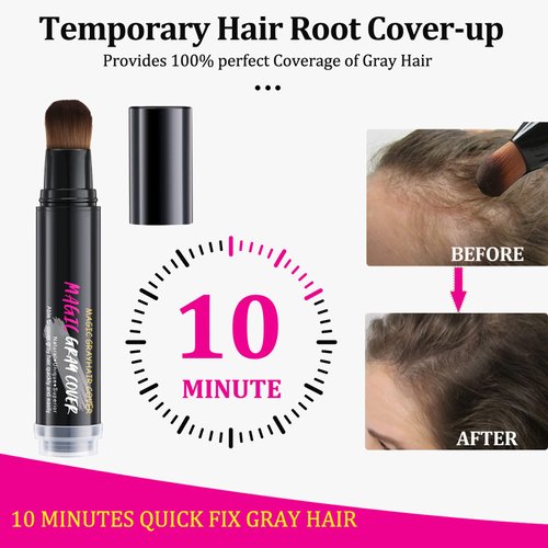 Root Touch Up Hairline Powder Stick - Temporary Gray Coverage, Waterproof Hair Shading Sponge Pen for Hair Filler and Root Dye (Dark Black)