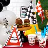 Checkered Racing Party Decorations - 10PCS Funny Race Car Signs for Boys Paper Road Route Traffic Directions Cutout Signs Party Supplies