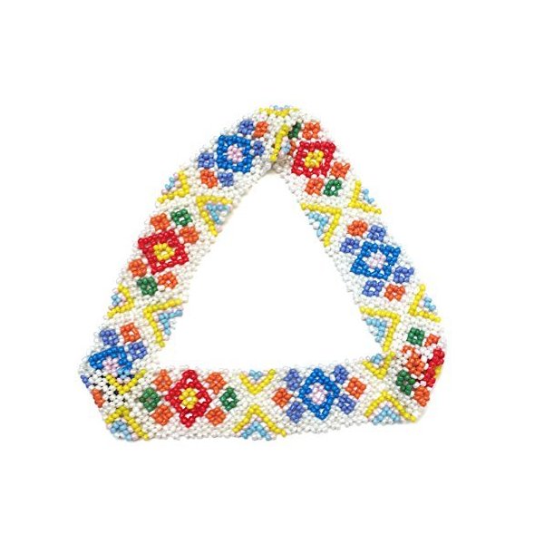 WigsPedia Native American Pattern Elastic Stretch Seed Bead Beaded Headband Hair Accessories (Blue/Black/Yellow Red)