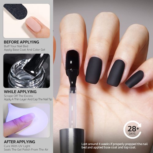 GAOY Matte Gel Top Coat for Gel Nail Polish, 16ml No Wipe Matte Finish for Long Lasting UV Gel Nail Art DIY