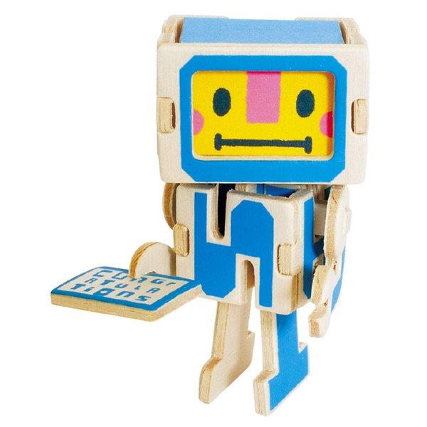 PLAYDECO DIY Congratulations Greeting Card - Wooden 3D Pop Up Robot Greeting Card (Congratulations)