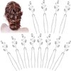 OIIKI 12PCS Crystal Bridal Hair Pins Clips, Wedding U-shape Hairpins, Rhinestones Hair Accessories, Silver Flower Hair Pins for Bride, Bridesmaids, Party, Prom