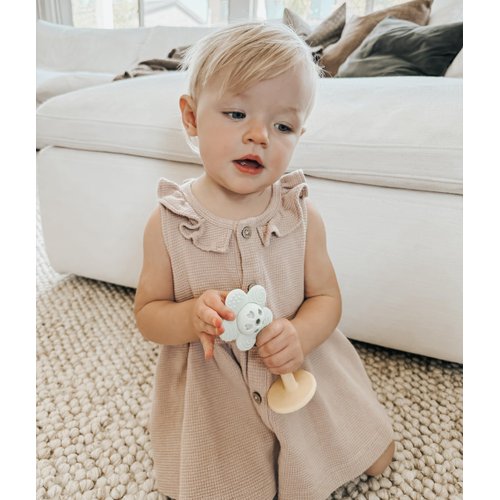 macoam Lily The Flower Teething Toy | 2 in 1 Silicone Baby Teether Toy & Baby Rattle | Chew Toy for Infants (Green)