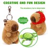 Ditucu 2 Pcs Capybara Plush Keychain Toys Kawaii Strawberry Turtle Capybara Stuffed Animals Dolls Pendant for Backpack Decoration Gift for Kids