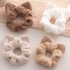 4 PACK Plush Cat Ear Hair Scrunchies for Girls,Soft Hair Ties Cute Kawaii Elastic Hair Scrunchies Ponytail Holder Hair Accessories for Women