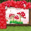 55 Pieces Mushroom Decorations, Include Mushroom Banner, Red and White Dot Garland Arch Kit, Mushroom Shape Foil Balloons, Mushroom Themed Party Supplies for Kids Girls