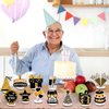 Happy Birthday Table Decorations & Centerpieces - 12-Piece Black & Gold Wooden Glitter Party Decor Set | Elegant & Reusable Birthday Supplies for Men, Women & Kids