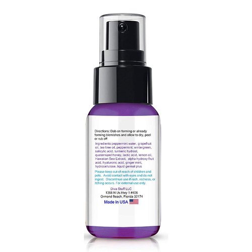 Diva Stuff,Acne Gel Care, Maximum Strength For Overnight Results,Goes On Clear, For Mild to Severe Acne, Salicylic Acid, Hawaiian Sea Extract,Hyaluronic Acid, Lactic Acid & Turmeric