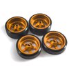 Abendor 4Pcs Rc Drift Wheels and Drift Tires for 1/28 Wltoys K969 K989 P929, Alloy Rc Drift Car Wheels with Hard Rubber Tires for 1/28 Kyosho Mini-Z Mini-Q HGD1 HGV1(Gold)