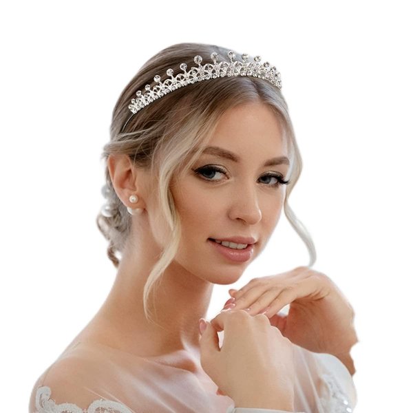 Hapdoo Tiaras for Women, Elegant Princess Crown, Lightweight Small Tiara for Girls, Prom Queen Silver Tiara, Birthday Bride Wedding Bachelorette Party Tiaras and Crowns