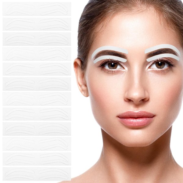 FOMIYES Eyebrow Stencil: Eyebrow Stencil Kit - Eyebrow Stickers Stencils - 12 Sheets Disposable Eyebrow Shaper Stencil Auxiliary Women Makeup Tools