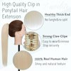 S-noilite Claw Clip Ponytail Extension Human Hair #60 Platinum Blonde Real Remy Human Hair Ponytail Extension 22inch Long Straight Hair Pony Tails Hair Extensions For Women 120Grams