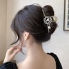 Camellia Hair Clips with Pearl Black Flower Metal Hair Accessories for Women Girls Elegant Black Camellia Hair Claw Clips Shiny Hairpins Strong Hold Hair Clip for Thick or Thin Hair Goddess Look 1 Pcs