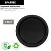 Hanna K. Signature Black Plastic Plates 7 Inch - 50 count - Plastic Solid Round Party Plates For Weddings, BBQs, Birthday Plates - Disposable Black Plates - Plastic Dessert Plates