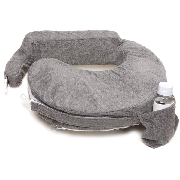 My Brest Friend Deluxe Nursing Pillow for Breastfeeding & Bottle Feeding, Enhanced Posture Support, Double Straps & Removable Extra Soft Slipcover, Evening Grey