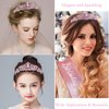 SuPoo Pink Birthday Princess Birthday Sash and Crown Set Birthday Girl Crown Rhinestone Tiara for Women Crystal Headband Happy Princess Birthday Party Decorations Headpieces Hair Accessories