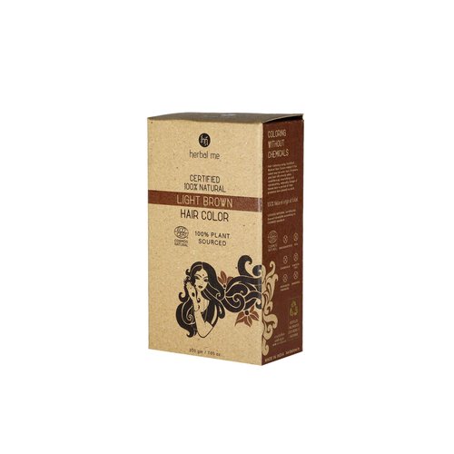 HM Herbal Me - Light Brown Henna Hair Color 200g,Certified 100% Natural by Ecocert Greenlife (France)