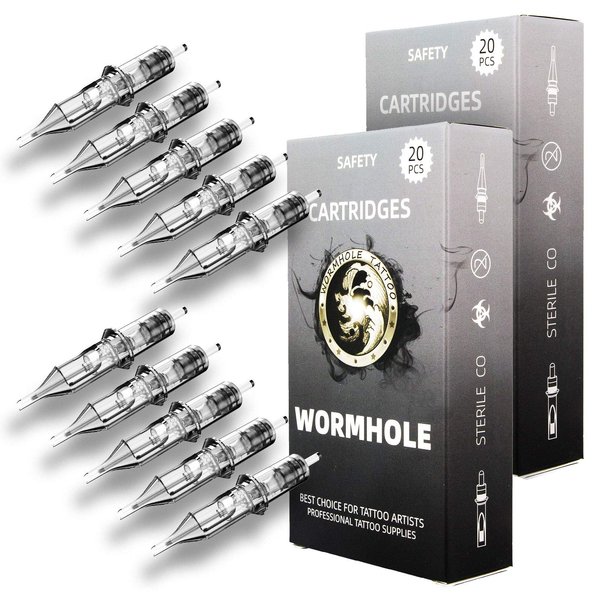 Wormhole Tattoo Cartridge Needles 50pcs Assorted Tattoo Needle Cartridges Round Liner Mixed 3RL 5RL 7RL 9RL 11RL (50pcs #10 Standard RL)