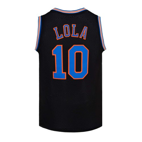 Mens Basketball Jerseys #10 Lola Space Movie Jersey Shirts White/Black (Black, Medium)