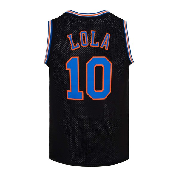 Mens Basketball Jerseys #10 Lola Space Movie Jersey Shirts White/Black (Black, Medium)