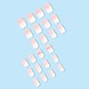 24 Pcs Medium Press on Nails Square Pink Fake Nails Gradient False Nails with Rhinestone Designs Full Cover Stick on Nails French Nails for Women and Girls Fall Nails