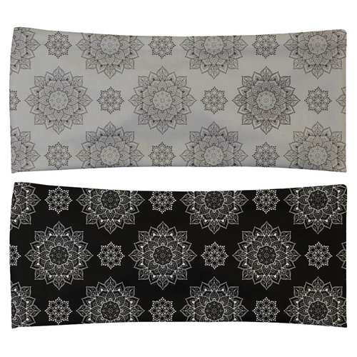 SAE99 Headband, Sweatband, Head Wrap, Knot Twist Headband, Soft Stretchy Headband, Turban Headband, Sport Yoga headband Fits All (Mandala Gray & Black (2Pcs/Set))