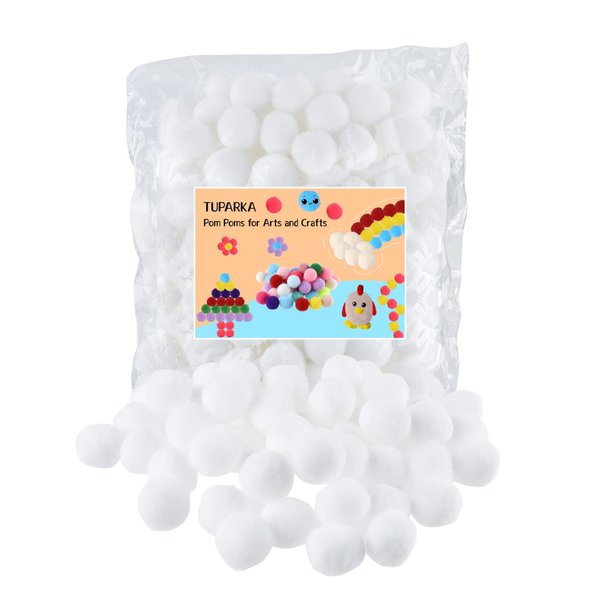 TUPARKA 100 Pcs Craft Pom Poms White Pompoms Balls 1 Inch Felt Balls for Art Crafts DIY Projects