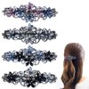 4 PCS Elegant Hair Barrettes for Women Ladies, Flower Crystal Rhinestones Barrettes Spring Hair Clip Accessories Women Fashion Ponytail Holders Barrettes for Daily Wear Mothers Day Gifts