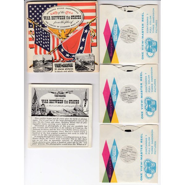 View-Master The WAR Between The States Civil War Set of 3 Vintage Viewmaster Reels with Cover and Booklet Packet #B-790 Stereographic Photographs from The Files of The Library of Congress