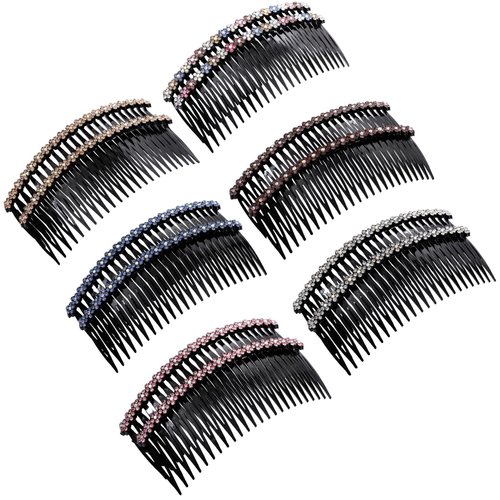 12PCS Hair Side Combs Sparkly Rhinestone Hair Comb Clips 24 Teeth Flower Vintage Hair Clip French Style Hairclips Hair Accessoires for Women and Girls with 6 Colors