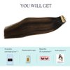 DOORES Hair Extensions Tape in Human Hair Balayage Dark Brown to Chestnut Brown 20pcs 50g 20 Inch Silky Straight Tape in Human Hair Extensions Natural Hair Skin Weft