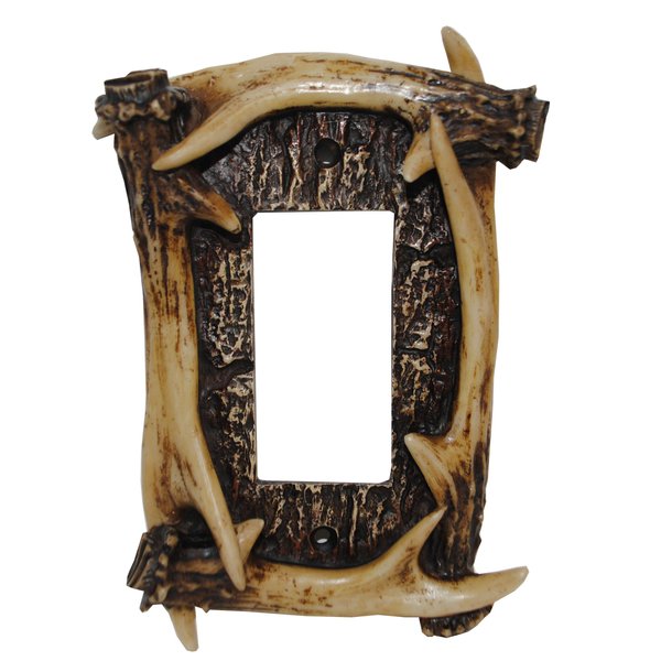 Paseo Road by HiEnd Accents Antler Single Rocker Wall Plate, Brown 5x3.5 inch Decorative Light Switch Cover, Rustic Western Cabin Lodge Style Outlet Cover