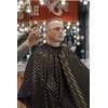 Barber Strong The Barber Cape Haircut Cover for Men, Hair Repelling and Static-Reducing Material, Flexible Elastic Neckband, Water Resistant Fabric, Oversized for Complete Coverage - Gold Pinstripe