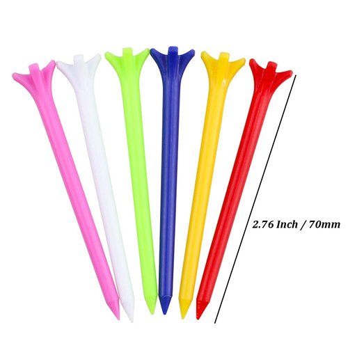 KISEER 100 Pack Assorted Colors Professional Durable 2 3/4 Inch Plastic Golf Tees Bulk (Random Colors)