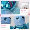 Athoinsu 12'' Blue Turtle Stuffed Animal Soft Plush Toy Pillow with Reversible Glitter Sequins Sparkle Birthday Children's Day Valentine's Day for Kids Boys Girls Toddlers