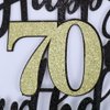 Black Gold Glitter Happy 70th Birthday Cake Topper,Happy 70 Birthday Cake Decoration for 70 & Fabulous Birthday,Hello 70 Party Anniversary Party Cake Decorations Supplies