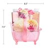 Home Spa Gift Basket Peony Spa Set For Women, Contains Shower Gel, Bubble Bath, Body Lotion, Peony Bath Salt & Puff in a Pink Feminine Tub