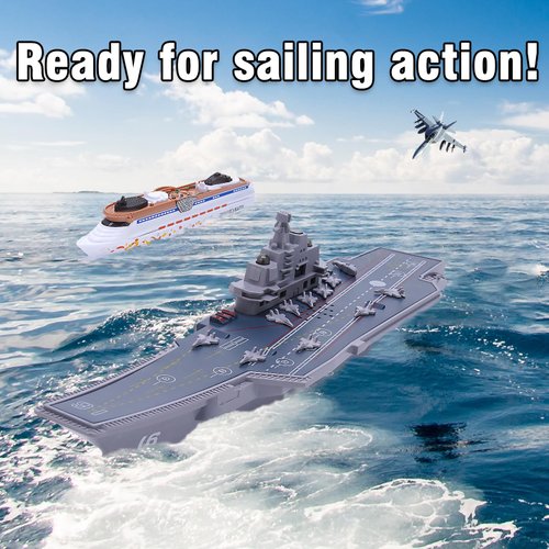 Crelloci 2PCS Aircraft Carrier Toy Cruise Ship with Lights and Sounds, Model Aircraft Carrier Navy Ship, Nautical Decorations Ocean Theme Party Supplies for Boys Gift Age 3-8 Collection
