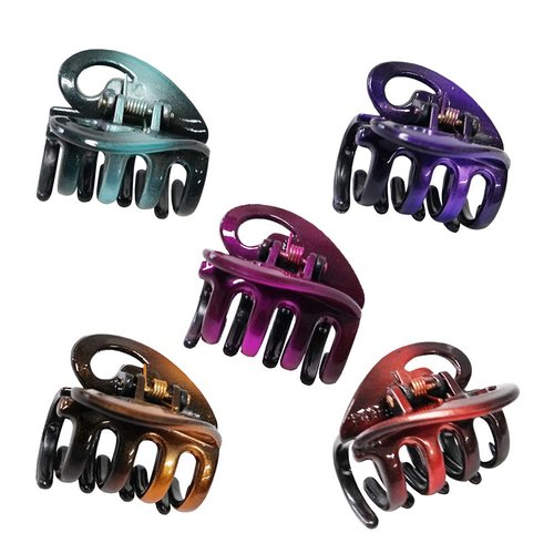 5 Pcs Small Hair Claw Clips 1.4 Inch Non Slip Hair Strong Catch Plastic Barrettes 5 Color Jaw Hair Clamps Clip Up and Ponytail Hold Fashion Styling Accessories for Girls Women