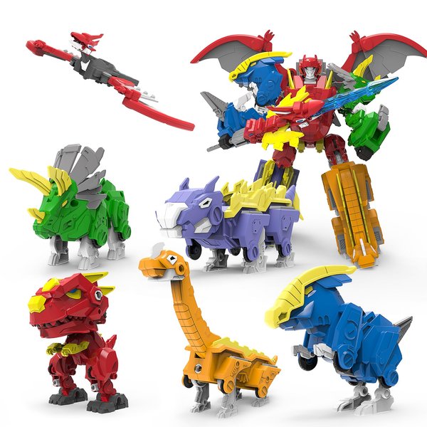 CSDCSD Dinosaur Combined Robot Toys - 6-in-1 Deformation Robot, 10-inch Take Apart Robot Figures for Kids 6-12