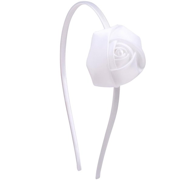 SARATA Valentine's Day Headband Hair Hoop for Women Exquisite and Romantic White Rose Hair Bands Headbands Vintage Headdress Birthday Hair Access for Women Girls (White)