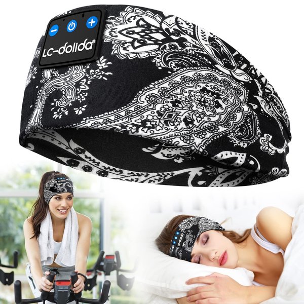 LC-dolida Sleep Headphones Bluetooth Music Wireless Band Headphones with Thin HD Stereo Speakers Perfect for Side Sleepers, Sport, Yoga, Travel