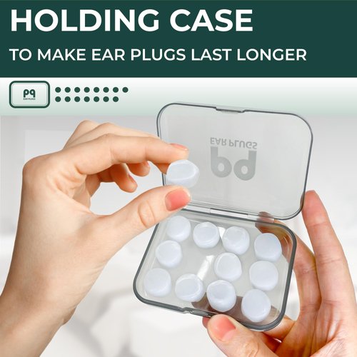 PQ Wax Ear Plugs for Sleeping, Swimming - 15 Soft Noise Cancelling Silicone Gel Wax Earplugs for Sleep and Swimmers, Ear Protection with Sound Blocking Level of 32 Db, (15-Pillows), Color: White