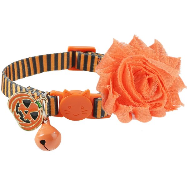 Fall Cat Collar with Bell and Pumpkin Charm