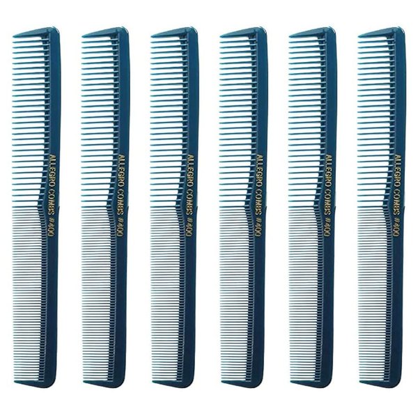 Allegro Combs 400 Barber Comb Hair Cutting Combs Pocket Combs Combs for Hair Stylist Comb Set Styling Comb 6 Pcs. (Teal)