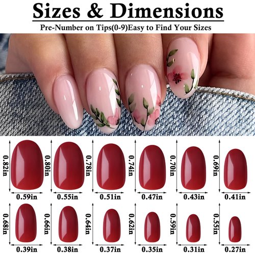 LuckForever 360pc Oval Press on Nails Short Fake Nails Oval Artificial Nail Short Press on Nail Almond Full Cover Acrylic French Colored False Nails tips with Nail Adhesive Tabs File for Women