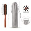 2 Pieces Small Round Hair Brush Mini Bristle Beard Brush for Men Women with 2 Piece Drawstring Bags for Thin or Short Hair
