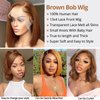 Eyefanniy Brown Bob Wig Human Hair 13x4 Lace Front Wigs Golden Brown Wig Short Straight Bob Lace Frontal Wigs for Black Women Pre Plucked with Baby Hair 180% Density 10 Inch